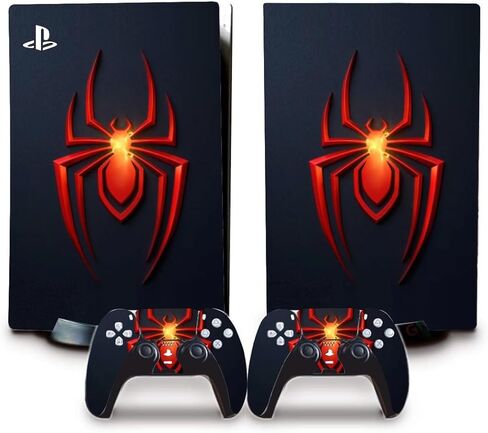 ملصقات لاصقة من الفينيل Black Spider Man UV 3M لوحدة تحكم إصدار قرص PlayStation 5 واثنين من الملصقات ذات الإحساس المزدوج 5 تصميم وحدة التحكم وجهاز التحكم باللون الأسود PS5 [لعبة فيديو] in Kuwait