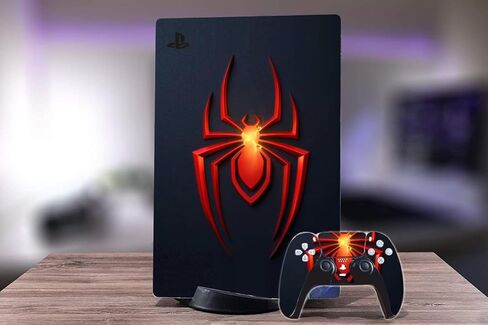 ملصقات لاصقة من الفينيل Black Spider Man UV 3M لوحدة تحكم إصدار قرص PlayStation 5 واثنين من الملصقات ذات الإحساس المزدوج 5 تصميم وحدة التحكم وجهاز التحكم باللون الأسود PS5 [لعبة فيديو] in Kuwait