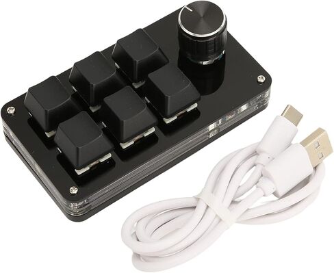 لوحة مفاتيح Ejoyous 6 مفاتيح، لوحة مفاتيح ماكرو USB قابلة للبرمجة بيد واحدة لوحة مفاتيح ألعاب ميكانيكية صغيرة مع مقبض لمكتب ألعاب الكمبيوتر الشخصي in Kuwait