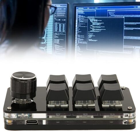 لوحة مفاتيح Ejoyous 6 مفاتيح، لوحة مفاتيح ماكرو USB قابلة للبرمجة بيد واحدة لوحة مفاتيح ألعاب ميكانيكية صغيرة مع مقبض لمكتب ألعاب الكمبيوتر الشخصي in Kuwait