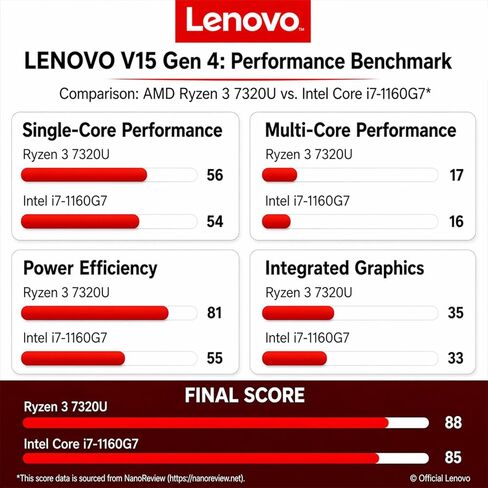 Custom Lenovo New V15 Student & Business Laptop, Powerful AMD Ryzen 3 7320U (Beat i7-1160G7), 15.6" FHD Display, 16GB RAM, 256GB / 512GB / 1TB SSD, RJ-45, Wi-Fi 6, Windows 11 Pro in Kuwait