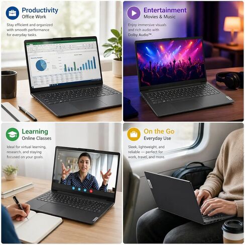 Custom Lenovo New V15 Student & Business Laptop, Powerful AMD Ryzen 3 7320U (Beat i7-1160G7), 15.6" FHD Display, 16GB RAM, 256GB / 512GB / 1TB SSD, RJ-45, Wi-Fi 6, Windows 11 Pro in Kuwait