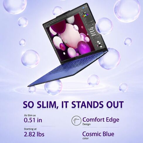 كمبيوتر محمول Lenovo Yoga Slim 7X AI PC، شاشة 14.5 بوصة 3K OLED 90 هرتز تعمل باللمس، Snapdragon X Elite 12-Core 45 Tops NPU، 16 جيجابايت LPDDR5X، 1 تيرابايت SSD، Win 11 Pro، WiFi 7، لوحة مفاتيح بإضاءة خلفية، كاميرا FHD IR مع مصراع إلكتروني in Kuwait