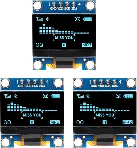 3 قطعة 0.96 بوصة 128X64 OLED وحدة عرض I2C ذاتية مضيئة لوحة شاشة صغيرة 4 دبوس لون الخط الأزرق لاردوينو لراسبيري بي in Kuwait