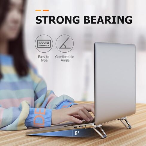 حامل تبريد للكمبيوتر المحمول من سبائك الألومنيوم من balacoo مع ارتفاع الارتفاع وتهوية تدفق الهواء لمستخدمي أجهزة الكمبيوتر المحمول، مصعد كمبيوتر محمول رمادي محمول متوافق مع نماذج متعددة بلون عشوائي in Kuwait