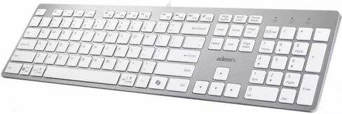 لوحة مفاتيح Adesso EasyTouch 730UW USB-C متعددة أنظمة التشغيل مقصية مع مفتاح التشغيل السريع Copilot AI وUSB-C، وUSB-A، ومنافذ Aux 3.5 مم in Kuwait
