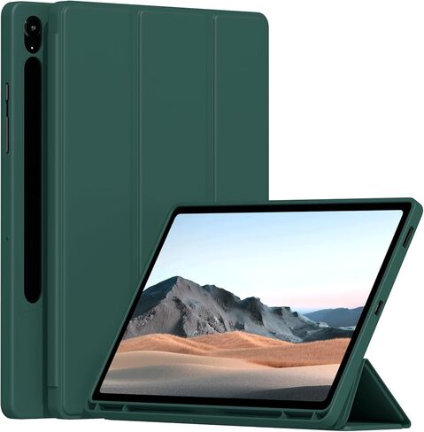 Case for Samsung Galaxy Tab S10 Lite / S10 FE / S9 FE 5G 10.9" / S9 11-Inch, Soft TPU Back Case Slim Lightweight Smart Auto Sleep/Wake Trifold Stand Cover with S Pen Holder, Dark Green in Saudi Arabia