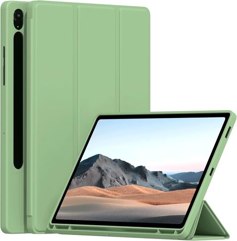 Case for Samsung Galaxy Tab S10 Lite / S10 FE / S9 FE 5G 10.9" / S9 11-Inch, Soft TPU Back Case Slim Lightweight Smart Auto Sleep/Wake Trifold Stand Cover with S Pen Holder, Dark Green in Saudi Arabia