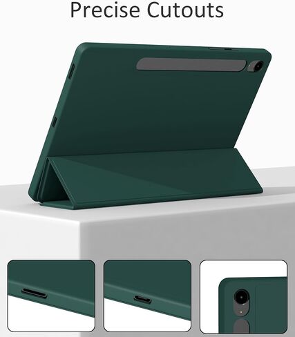 Case for Samsung Galaxy Tab S10 Lite / S10 FE / S9 FE 5G 10.9" / S9 11-Inch, Soft TPU Back Case Slim Lightweight Smart Auto Sleep/Wake Trifold Stand Cover with S Pen Holder, Dark Green in Saudi Arabia