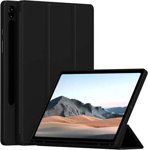 Case for Samsung Galaxy Tab S10 Lite / S10 FE / S9 FE 5G 10.9" / S9 11-Inch, Soft TPU Back Case Slim Lightweight Smart Auto Sleep/Wake Trifold Stand Cover with S Pen Holder, Dark Green in Saudi Arabia
