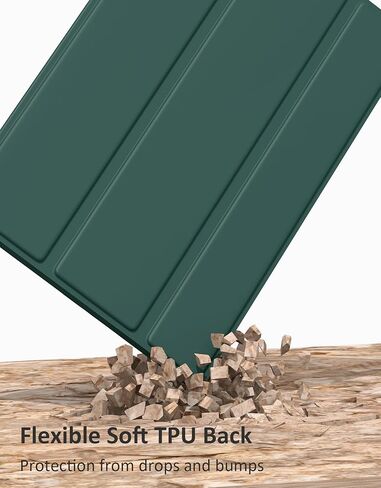 Case for Samsung Galaxy Tab S10 Lite / S10 FE / S9 FE 5G 10.9" / S9 11-Inch, Soft TPU Back Case Slim Lightweight Smart Auto Sleep/Wake Trifold Stand Cover with S Pen Holder, Dark Green in Saudi Arabia
