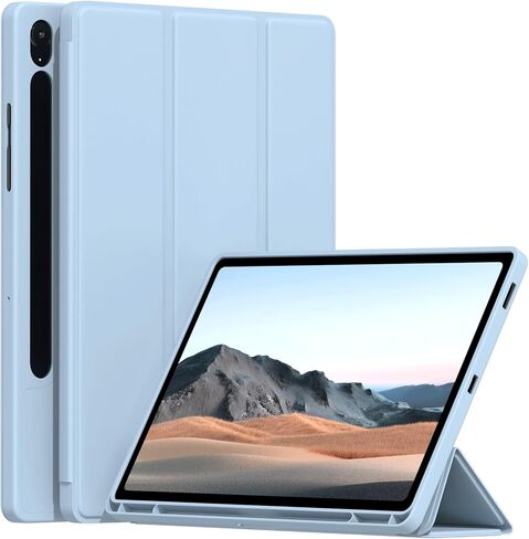 Case for Samsung Galaxy Tab S10 Lite / S10 FE / S9 FE 5G 10.9" / S9 11-Inch, Soft TPU Back Case Slim Lightweight Smart Auto Sleep/Wake Trifold Stand Cover with S Pen Holder, Dark Green in Saudi Arabia