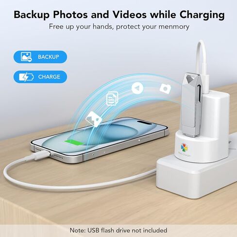 شاحن سريع BBMars 20W GaN USB-C مع النسخ الاحتياطي التلقائي | يعمل مع محرك فلاش USB | ايفون 17/16/15/14/13/12 ايباد اندرويد | النسخ الاحتياطي الفوري للصور والفيديو | بديل iCloud بدون اشتراك in Kuwait