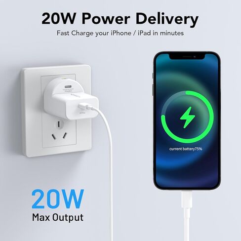 شاحن سريع BBMars 20W GaN USB-C مع النسخ الاحتياطي التلقائي | يعمل مع محرك فلاش USB | ايفون 17/16/15/14/13/12 ايباد اندرويد | النسخ الاحتياطي الفوري للصور والفيديو | بديل iCloud بدون اشتراك in Kuwait