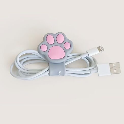 2 Cartoon Cat Paw Cable Winders for Earphone Data Cable Charging Cable Organizer Portable And Practical Earphone Cable Tie, Desktop Additions, Spiral Design, Exquisite Craftsmanship in Kuwait