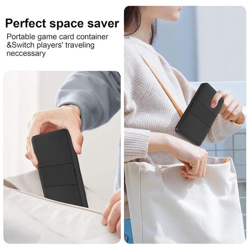 حافظة بطاقات ألعاب Fry Pond Switch لجهاز Nintendo Switch/Switch2/OLED، مناسبة لـ 80 بطاقة Micro SD و48 بطاقة ألعاب Switch، حامل ألعاب Nintendo Switch المحمول مع غلاف صلب، أسود in Kuwait