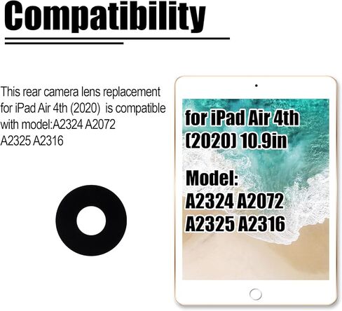 استبدال عدسة الكاميرا الخلفية لجهاز iPad Air 4 غطاء زجاجي للكاميرا الخلفية بديل لجهاز iPad Air 4 2020 10.9 بوصة متوافق مع A2324 A2072 A2325 A2316 in Kuwait