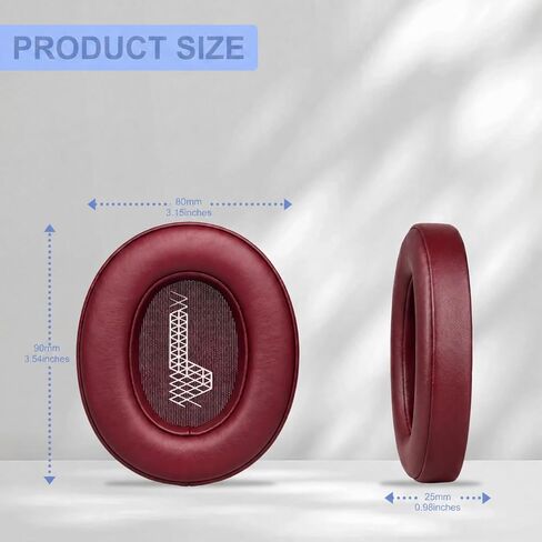 وسائد أذن بديلة لسماعات JBL Live 500BT/Live 500 BT، وسائد سميكة للغاية، غطاء أكواب الأذن، وسادات أذن من الجلد الناعم وإسفنج الذاكرة - أحمر in Kuwait
