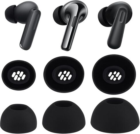 أطراف أذن بديلة متوافقة مع سماعات OnePlus Buds 4 / Nord Buds 3 Pro/Buds Pro 3 / Buds 3، أطراف أذن من السيليكون الناعم مع صندوق تخزين محمول (3، أسود، S/M/L) in Kuwait