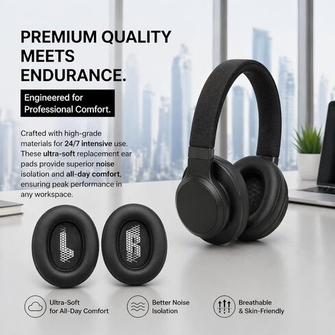 وسائد أذن بديلة لسماعات JBL Live 500BT/Live 500 BT، وسائد سميكة للغاية، غطاء أكواب الأذن، وسادات أذن من الجلد الناعم وإسفنج الذاكرة - أحمر in Kuwait