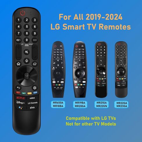 لاستبدال جهاز التحكم عن بعد لتلفزيون LG، لجميع أجهزة التحكم عن بعد 2019-2025 LG لأجهزة التلفزيون الذكية، لجهاز LG Magic Remote MR20/21/22/23/24GA مع وظيفة الصوت والمؤشر. ضمان لمدة عام. in Kuwait