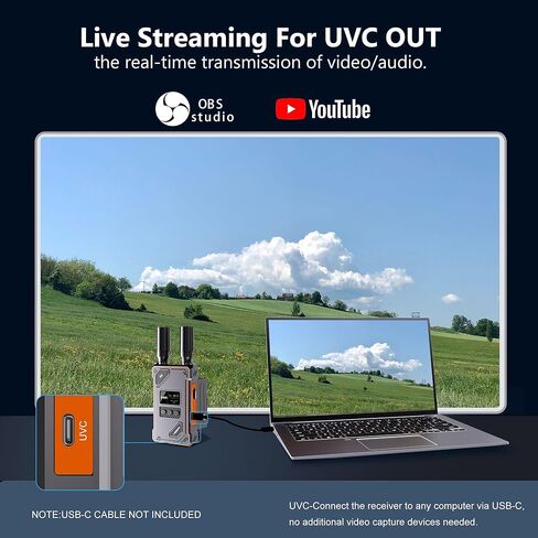 Wireless Video Transmitter and Receiver for OSMO Pocket 3,1080P HD Transmission System with UVC Out,20 Channels Adjustable,1640FT Range,for Live Stream from TV Box,PC,Pocket 3,to TV,Monitor in Kuwait