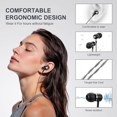 سماعات أذن سلكية USB C من Cowyawn، سماعات رأس USB-C مع ميكروفون، التحكم في مستوى الصوت، صوت ستيريو عالي الدقة، وسائد أذن عازلة للضوضاء، سماعة أذن USB من النوع C داخل الأذن لهاتف iPhone 17 16 15/Android/Samsung Phone/Laptop، أسود in Kuwait