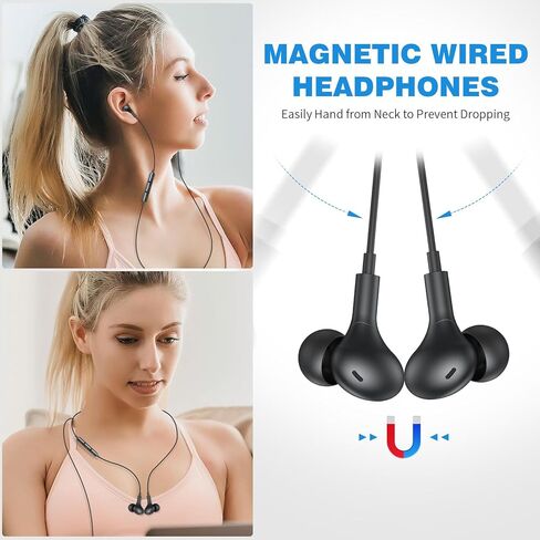 USB C Headphones Wired Earbuds with USBC Charger Adapter, 2-in-1 HiFi Plug in Ear Buds Type C Earphones Tangle-Free Cord for iPhone 15 16 16e 17 Galaxy S26 S25 S24 S23 for Google/Pixel 10 10a Black in Kuwait