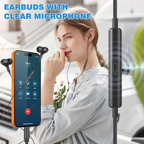USB C Headphones Wired Earbuds with USBC Charger Adapter, 2-in-1 HiFi Plug in Ear Buds Type C Earphones Tangle-Free Cord for iPhone 15 16 16e 17 Galaxy S26 S25 S24 S23 for Google/Pixel 10 10a Black in Kuwait
