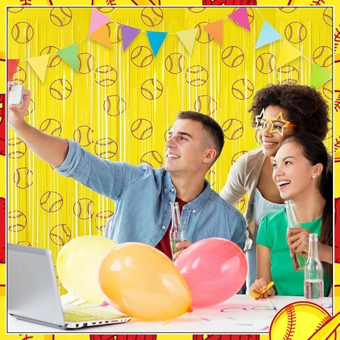 Tingjoo 2 حزمة اللينة حفلة عيد ميلاد الزينة 3.3 × 6.6 قدم الكرة اللينة بهرج احباط هامش الستار خلفية الباب اللافتات راية الرياضة صور الدعائم خلفية للحدث الرياضي حفلة عيد ميلاد لوازم in Kuwait