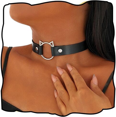 Cool Punk Choker Metal Spike Studded Leather Collar Necklace Black Leather Necklace for Women in Saudi Arabia