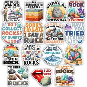TODOLIA (15Pcs-3in) Rockhound Rockhounding Sticker Pack, Geology Gemstones Crystals Geodes Rocks Minerals Sticker, Geologist Rock Collector Gift, Decor for Laptop Tablet Water Bottle Helmet Vehicles in Kuwait