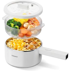 DiDimo Electric Hot Pot，1.5L Stainless Steel Mini Pot，Rapid Noodles Cooker，Shabu Hot Pot，For Steak, Egg, Fried Rice, Ramen, Oatmeal, Soup，With Over-Heating Protection, Boil Dry Protection（Egg Rack Included） in Saudi Arabia