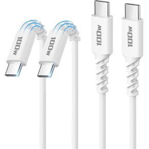 كابل USB C إلى USB C، 100 وات [2 حزمة 6.6 قدم] كابل شحن سريع من النوع C إلى C USBC إلى USBC c سلك شاحن لهاتف iPhone 15 Pro Max Sam sung Galaxy S24 S23 S10 S9 iPad Pro 12.9 11 Air MacBook Air Pro، بكسل in Kuwait