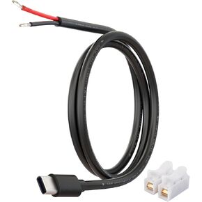 USB-C Power Pigtail Cable to Bare Wire, 20AWG 1M/3.3FT DIY Low Voltage Power Wire with Copper Quick Wire Connectors, Type-C Male Plug 5V 5A for LED Strip, Arduino, Electronics Projects,1-Pack in Kuwait