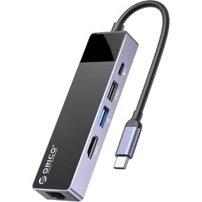 USB C Hub, ORICO 5 in 1 MacBook Docking Station Multiport Adapter with PD 60W，HDMI 4K@30Hz，USB-A3.0×1，USB-A2 .0×1，RJ45×1 Compatible with Dell/Surface/HP/Lenovo Laptops in Kuwait