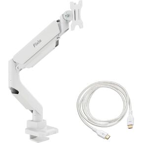 Pixio PS2S White Ultrawide Heavy-Duty Premium Single Monitor Arm with White HDMI 2.1 Cable Ultra Certified Ultra High Speed 10FT 8K 60Hz 4K 120Hz Nylon Braided in Kuwait