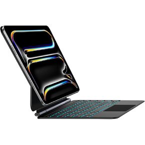 لوحة مفاتيح Jibrealg Magic Keyboard لجهاز iPad Pro 11 بوصة (M4 2024 / M5 2025)، حافظة لوحة مفاتيح خفيفة الوزن مع لوحة تتبع متعددة اللمس، 7 ألوان خلفية، لوحة مفاتيح ذكية نحيفة للغاية لجهاز iPad Pro 11 M4 / M5، أسود in Kuwait