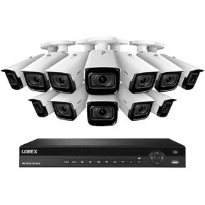 نظام Lorex Technology NC4K3MV-1612WB 4K نظام IP NVR ليلي مع 16 قناة 3 تيرابايت NVR، اثني عشر (8 ميجابكسل) كاميرات ذكية مزودة بمحرك زووم بصري 4X للأمان في الوقت الحقيقي 30 إطارًا في الثانية، رؤية ليلية بالأشعة تحت الحمراء بطول 150 قدم، CNV in Kuwait