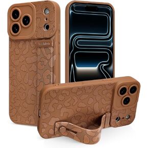 Case for iPhone 17 Pro Max Silicone Phone Case with Strap for Women Girls Cute Flowers Floral Design, Adjustable Finger Strap Kickstand Protective Cover, Beige Retro Rose in Kuwait