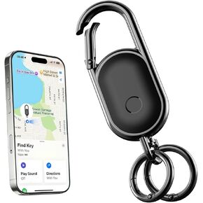 سلسلة مفاتيح، جهاز تتبع مدمج ضد فقدان المفاتيح، يعمل مع Apple Find My (iOS فقط)، محدد موقع علامات التعقب للمفاتيح والأمتعة وحقيبة الظهر والمزيد، تنبيه صوتي وتتبع عالمي، أسود in Kuwait