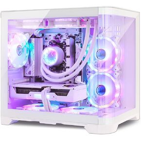 Poseidon Pre Built Gaming PC Desktop, 32GB DDR5, AMD Ryzen 7 9700X, RX 9060XT 16GB, 1TB PCIe SSD, 650W PSU, Water Cooling & 7 ARGB Fans, High-end Tower Computer for Gamer, Home and Office- White in Saudi Arabia