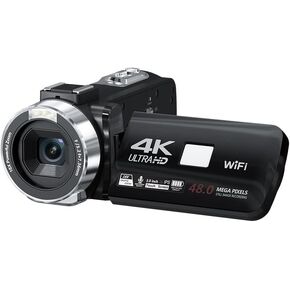 PUSOKEI 4K 48MP Video Camera Camcorder, Digital Camera Recorder with 3.0" 270 Flip Screen, 18X Digital Zoom, App Control, Timelapse Recording, Remote Control, 1500mAh Battery in Saudi Arabia