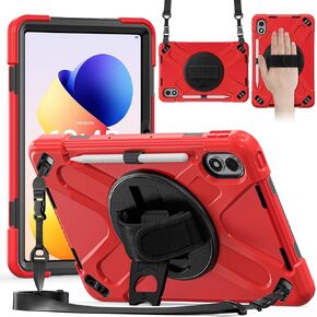 متوافق مع Xiaomi Redmi Pad 2 Pro 12.1 بوصة & Poco Pad M1 12.1 بوصة (2025/2026) حافظة مع واقي شاشة، غطاء من الدرجة العسكرية مقاوم للصدمات مع مقبض دوار/حزام كتف (وردي) in Kuwait