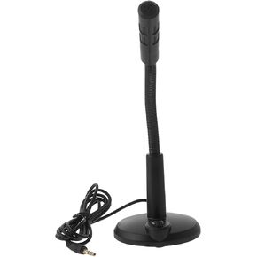 Desktop Microphone with 3.5mm Jack, Portable Plastic Tabletop Mic for Voice Chatting and Recording, Black Meeting and Gaming Microphone for Laptop and PC Use in Saudi Arabia