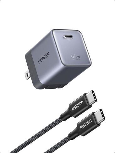 UGREEN Nexode Air 65W USB C Charger, Foldable Mini Charger Block Fast Charging with 5ft USB C Cable, GaN Charger for MacBook Air/Neo/Pro, iPhone 17 16, Galaxy S26/S25, iPad, Grey in Kuwait