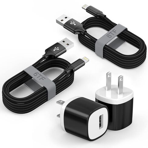 شاحن iPhone 2 حزمة [معتمد من Apple MFi] كابل شحن سريع USB إلى Lightning بطول 6 أقدام مع شاحن USB لهاتف iPhone، كتلة توصيل شاحن حائط USB من Apple لأجهزة iPhone 14/13/12/11/XS/XR/X/8/7/SE 2022/iPad in Kuwait