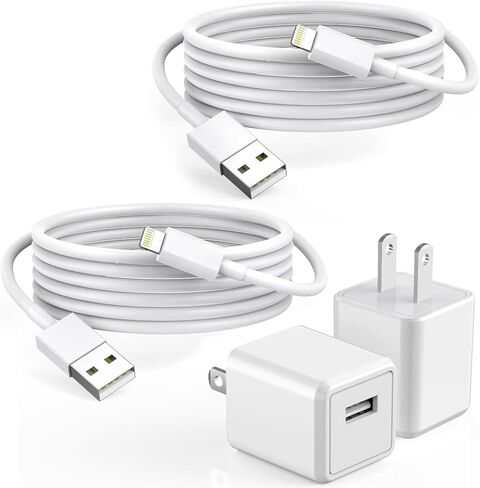 iPhone Charger,2Pack 6FT USB Wall Charger Fast Charging USB Cable Charging Cube Travel Plug Block with 6Foot Fast Cuble Lightning Cable Cord for iPhone 14 13 12 11 Pro Max XS XR X 8 7 SE2022 iPad in Saudi Arabia