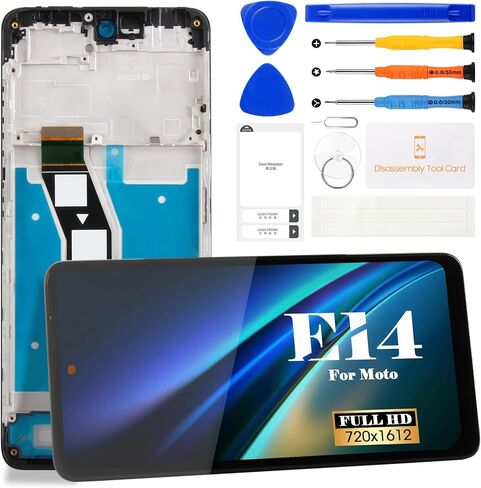 SRJTEK لشاشة Motorola Moto E14 البديلة لشاشة LCD Motorola E14 لـ Moto E14 XT2421-12 مجموعة أدوات إصلاح مجموعة شاشة تعمل باللمس مع إطار (أسود) in Kuwait