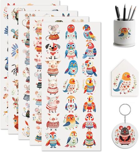 Artistic Animals 105 PCS UV DTF Stickers,Mini Rub on Transfer for Keychains AirPods Cases Phone Decals for Bluetooth Earbud Cases Mini Cups Notebook in Kuwait